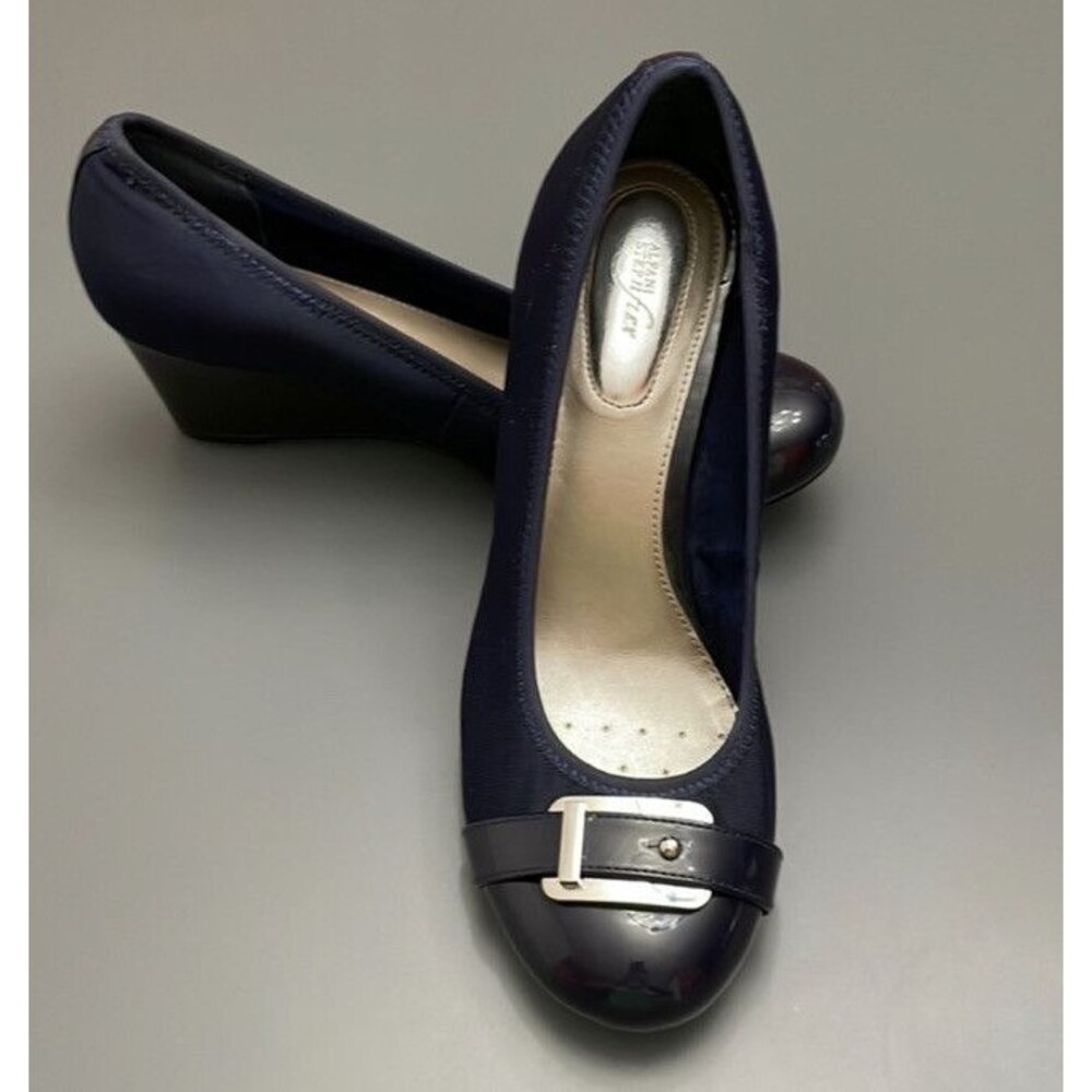 Alfani Step N Flex Heels 8.5 M Carterr Wedge Pump Blue/Black  Career Shoes Offic
